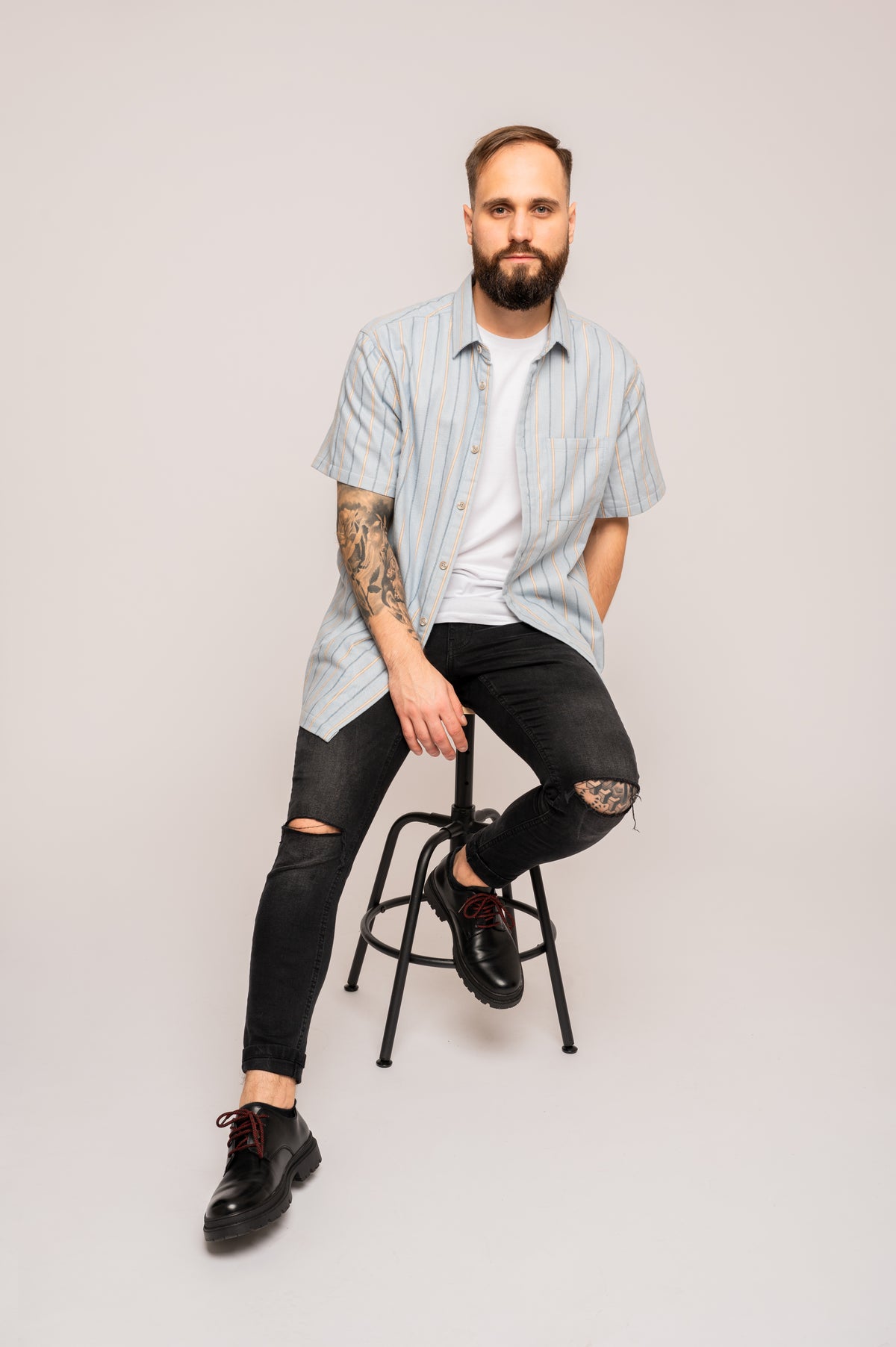 Herren-Sommerhemd Azurblau