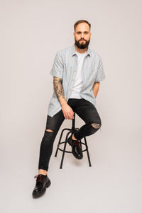 Herren-Sommerhemd Azurblau