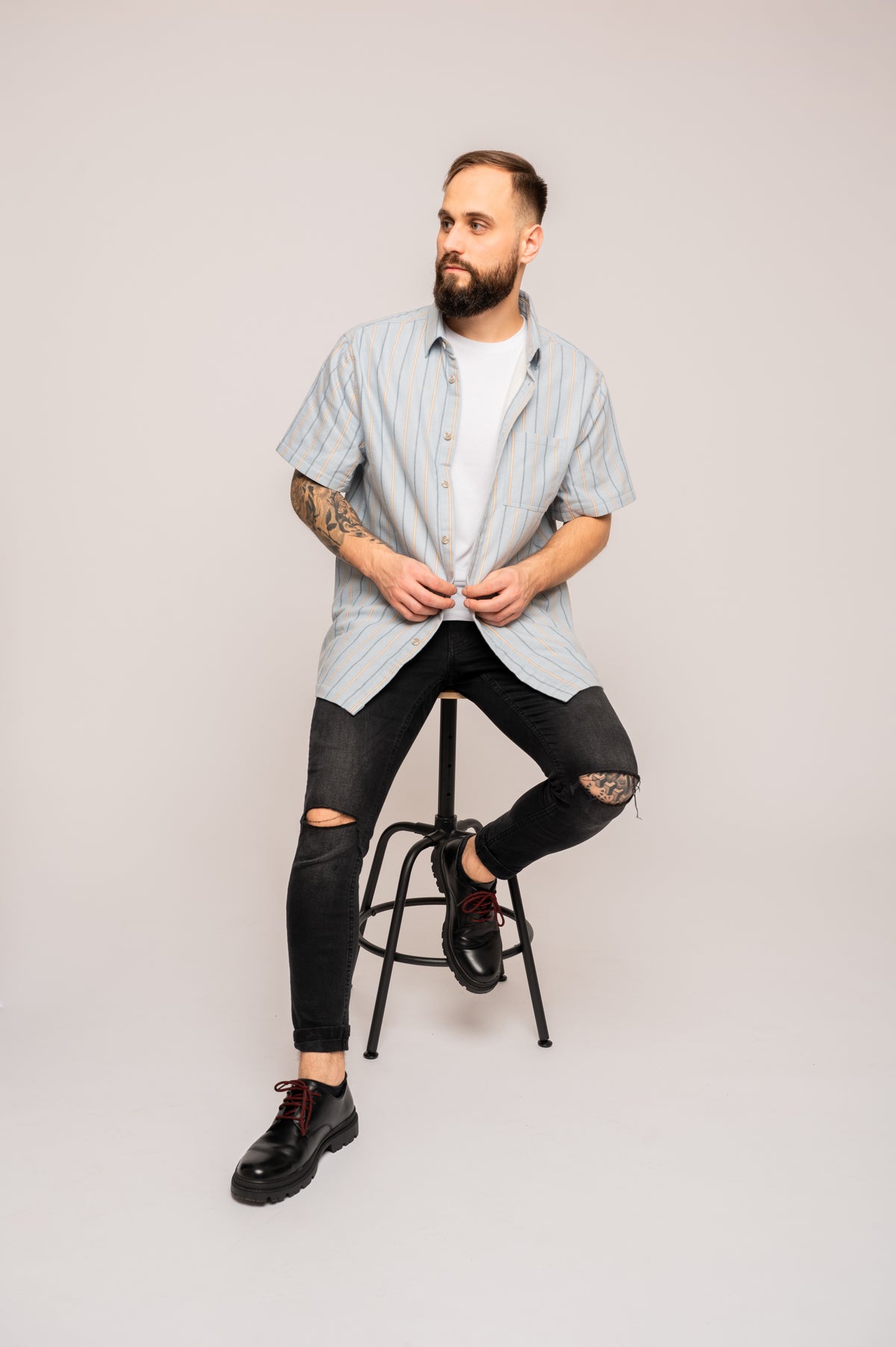 Herren-Sommerhemd Azurblau