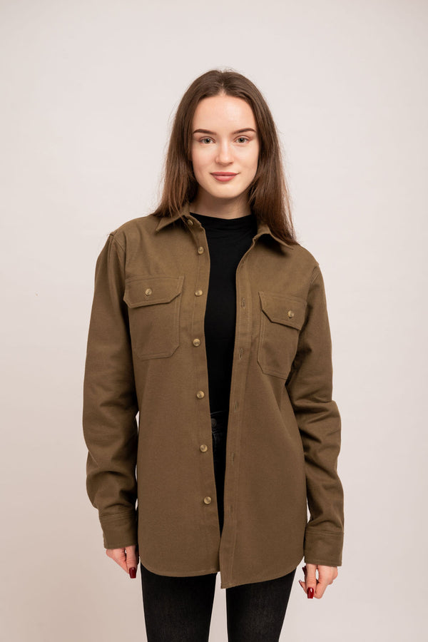 Flanellhemd, Dunkeloliv