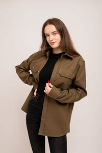 Flanellhemd, Dunkeloliv