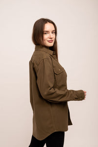 Flanellhemd, Dunkeloliv