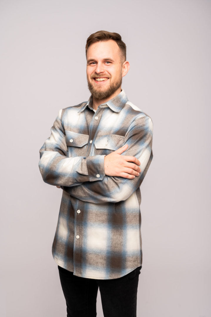 Flanellhemd aus blauem Granit