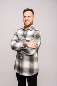 Flanellhemd aus blauem Granit