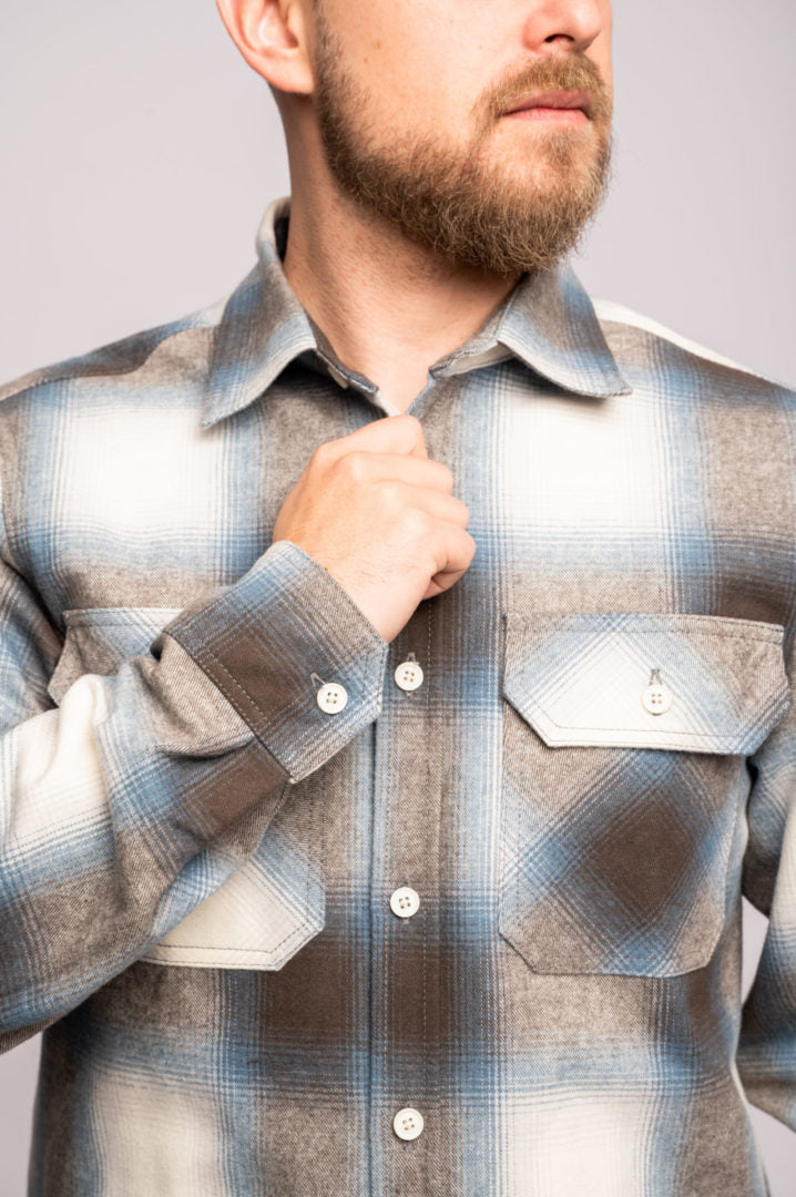 Flanellhemd aus blauem Granit