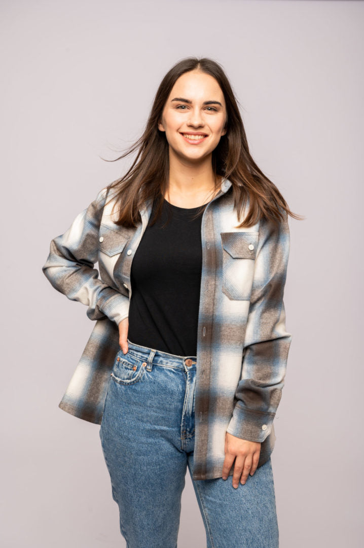 Flanellhemd aus blauem Granit