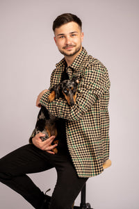 Staubgrünes Flanellhemd